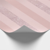 Elegant roos goudglitter en zwarte roze streep cadeaupapier (Hoek)