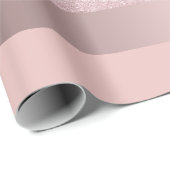 Elegant roos goudglitter en zwarte roze streep cadeaupapier (Rol Hoek)