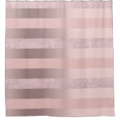 Elegant roos goudglitter en zwarte roze streep douchegordijn (Voorkant)