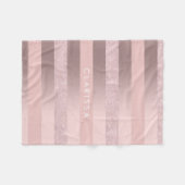 Elegant roos goudglitter en zwarte roze streep fleece deken (Voorkant (Horizontaal))