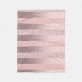 Elegant roos goudglitter en zwarte roze streep fleece deken (Voorkant)