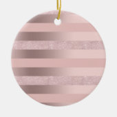 Elegant roos goudglitter en zwarte roze streep keramisch ornament (Voorkant)