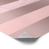 Elegant roos goudglitter en zwarte roze streep poster (Hoek)