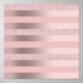 Elegant roos goudglitter en zwarte roze streep poster (Voorkant)