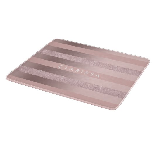 Elegant roos goudglitter en zwarte roze streep snijplank (Hoek)