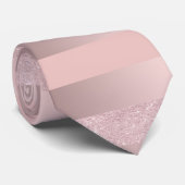 Elegant roos goudglitter en zwarte roze streep stropdas (Opgerold)
