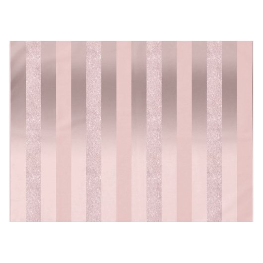 Elegant roos goudglitter en zwarte roze streep tafelkleed (Voorkant (Horizontaal))