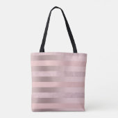 Elegant roos goudglitter en zwarte roze streep tote bag (Achterkant)