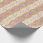 Elegant roos goudglitter gestreept kerstmis cadeaupapier (Hoek)