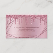 Elegant roos goudglitter lijst metalen nagels visitekaartje (Achterkant)