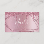 Elegant roos goudglitter lijst metalen nagels visitekaartje (Voorkant)