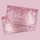 Elegant roos goudglitter lijst metalen nagels visitekaartje