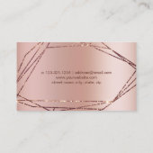 Elegant roos goudglitter lijst nagels visitekaartje (Achterkant)