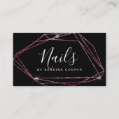 Elegant roos goudglitter lijsten nagels visitekaartje (Voorkant)