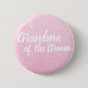 Elegant roos goudglitter oma van de groom ronde button 5,7 cm