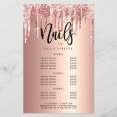 Elegant roos goudglitterdripnagels flyer (Voorkant)