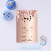 Elegant roos goudglitterdripnagels flyer (Enkel)