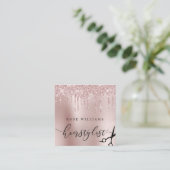 Elegant roos goudglitterschaar vierkante visitekaartje (Staand voorkant)