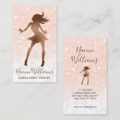 Elegant roos goudglitterspuitbussen visitekaartje (Voorkant / Achterkant)