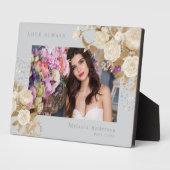 Elegant Roos Goudgrijs Fotoplaat (Zijkant)