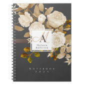 Elegant Roos Goudgrijs Monogram Notitieboek (Voorkant)