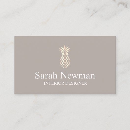 Elegant roos goudgrijze anananassee interieontwerp visitekaartje (Voorkant)