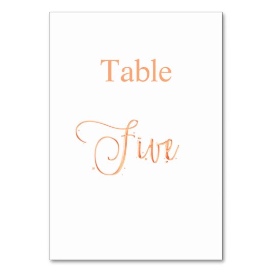 Elegant roos goudkalligrafietabel vijf 5 kaart (Voorkant)