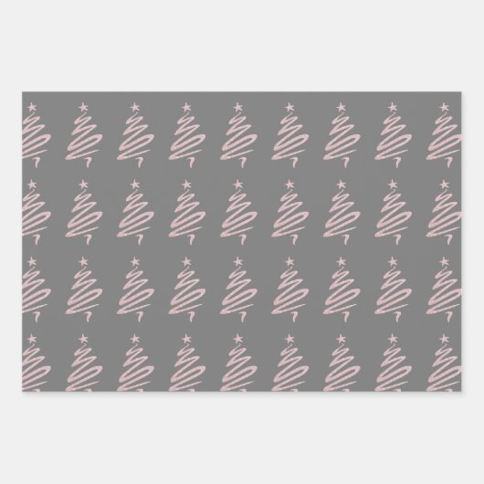 Elegant roos goudkerstboompatroon inpakpapier vel (Voorkant 3)