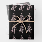 Elegant roos goudkerstboompatroon inpakpapier vel (In situ)