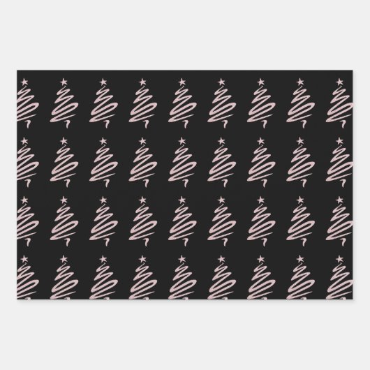 Elegant roos goudkerstboompatroon inpakpapier vel (Voorkant)