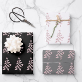 Elegant roos goudkerstboompatroon inpakpapier vel