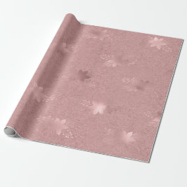 Elegant roos goudkerstflorpatroon cadeaupapier
