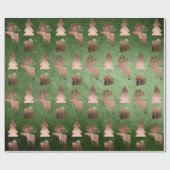 Elegant roos goudkerstpatroon met schattig koper cadeaupapier (Vlak)