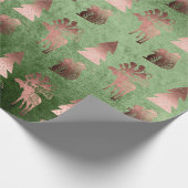 Elegant roos goudkerstpatroon met schattig koper cadeaupapier (Hoek)