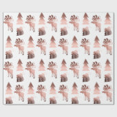 Elegant roos goudkerstpatroon met schattig koper cadeaupapier (Vlak)