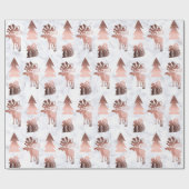 Elegant roos goudkerstpatroon met schattig koper cadeaupapier (Vlak)