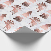 Elegant roos goudkerstpatroon met schattig koper cadeaupapier (Hoek)