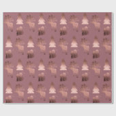 Elegant roos goudkerstpatroon met schattig koper cadeaupapier (Vlak)