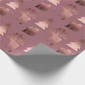 Elegant roos goudkerstpatroon met schattig koper cadeaupapier (Hoek)