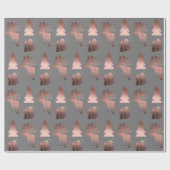 Elegant roos goudkerstpatroon met schattig koper cadeaupapier (Vlak)