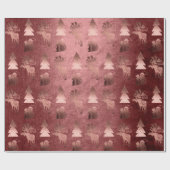 Elegant roos goudkerstpatroon met schattig koper cadeaupapier (Vlak)