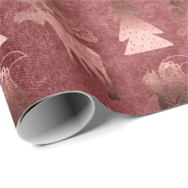 Elegant roos goudkerstpatroon met schattig koper cadeaupapier