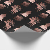 Elegant roos goudkerstpatroon met schattig koper cadeaupapier (Hoek)