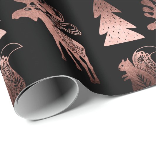 Elegant roos goudkerstpatroon met schattig koper cadeaupapier (Rol Hoek)