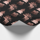 Elegant roos goudkerstpatroon met schattig koper cadeaupapier (Hoek)
