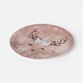 Elegant roos goudmarmer eenhoornrender papieren bordje (Gekanteld)