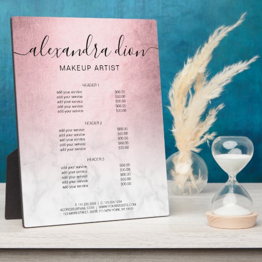 Elegant roos goudmarmer-make-up artiesten fotoplaat (Zijkant)