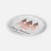 Elegant roos goudmarmer Merry kerstboom Papieren Bordje (Gekanteld)