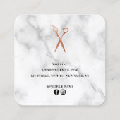 Elegant roos goudmarmer vierkante visitekaartje (Achterkant)