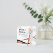 Elegant roos goudmarmer vierkante visitekaartje (Staand voorkant)